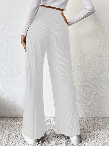 Ribbed High Waist Pants - Premium Women Pants from Trendsi - Just $29.99! Shop now at Handbags Specialist Headquarter