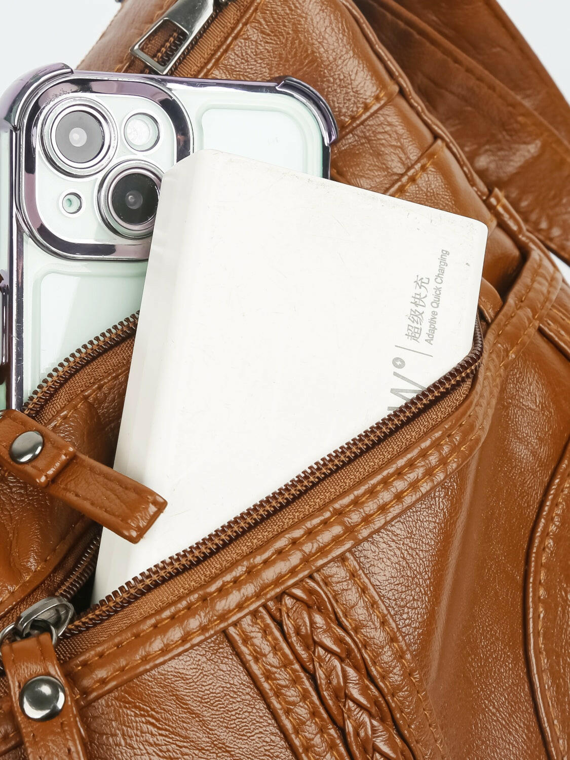 PU Leather Adjustable Strap Shoulder Bag.