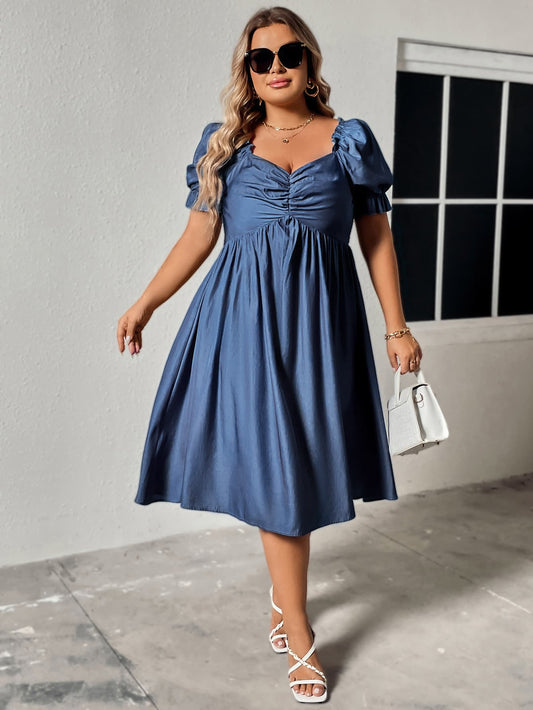 Honey Plus Size Ruched Sweetheart Neck Dress - Premium Dresses from Trendsi - Just $42.99! Shop now at Handbags Specialist Headquarter