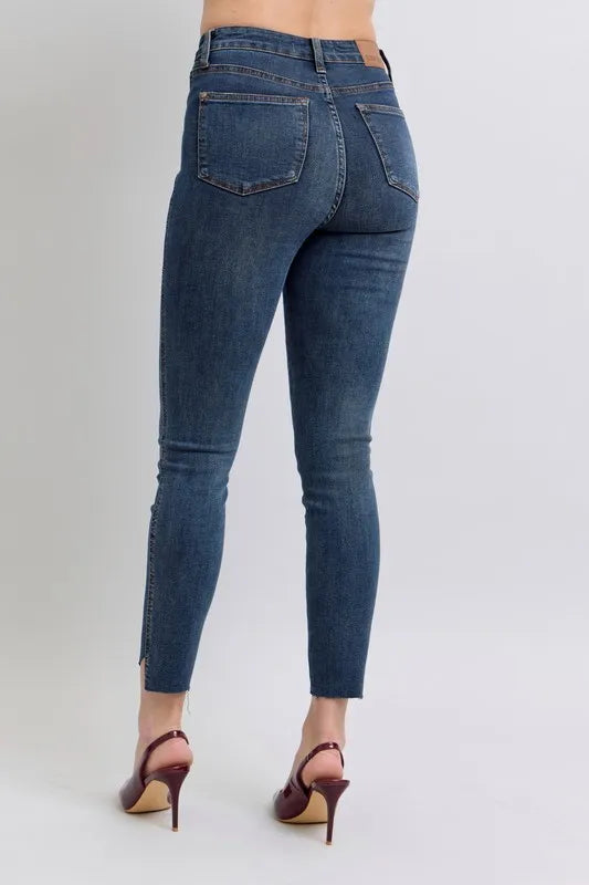 Judy Blue Full Size High Waist Tummy Control Step Hem Skinny Jeans Plus Size - Premium Women / Jeans & Denim from Trendsi - Just $61.99! Shop now at Handbags Specialist Headquarter