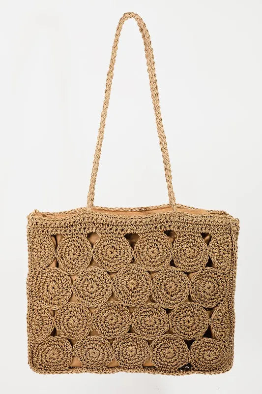 Fame Square Braided Pattern Tote Bag - Premium Tote Bag from Trendsi - Just $41.99! Shop now at Handbags Specialist Headquarter