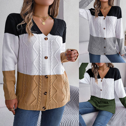 DualTone Cozy Button-Up Sweater