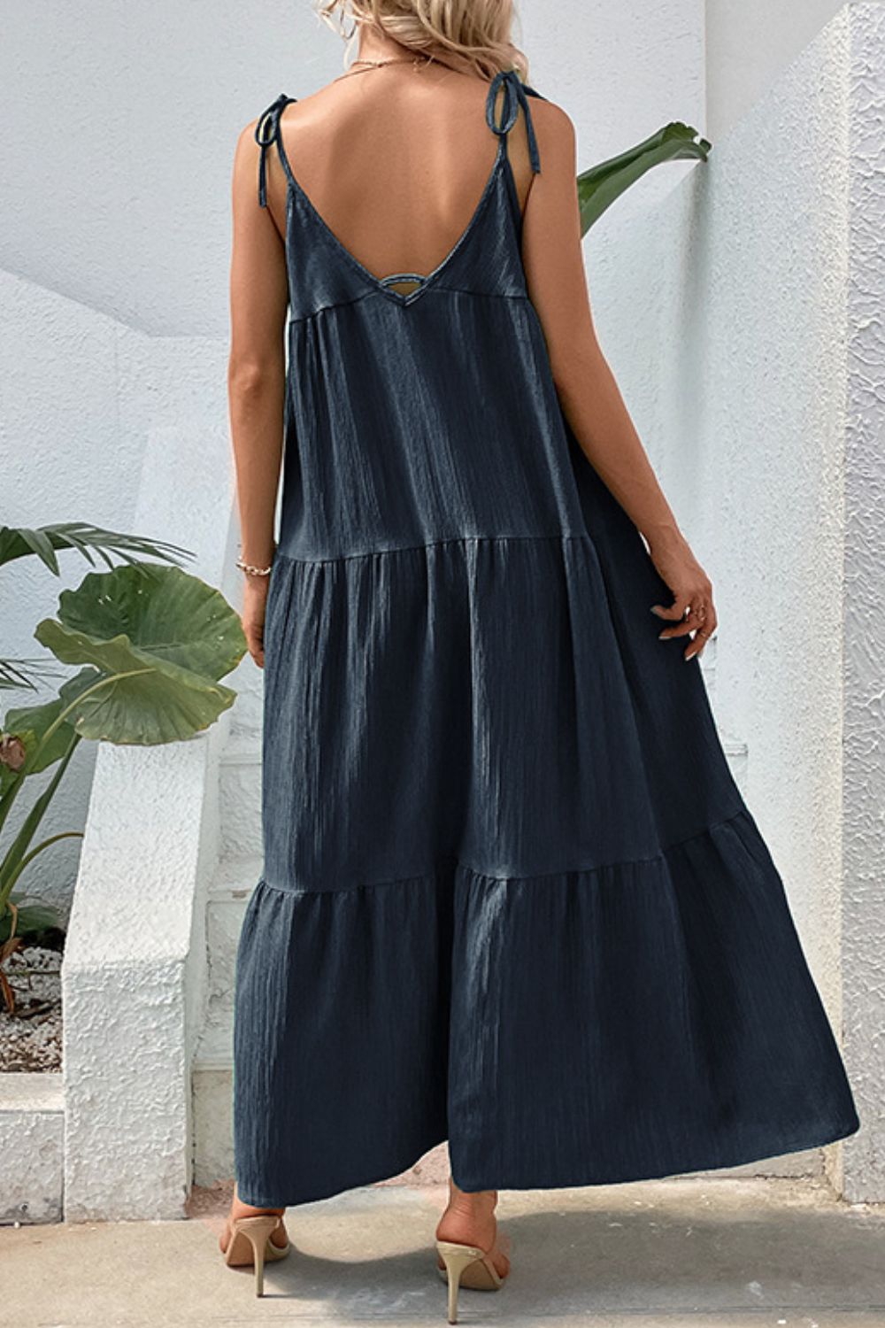 Perfee Tie-Shoulder Tiered Maxi Dress - Premium Maxi Dress from Trendsi - Just $42.99! Shop now at Handbags Specialist Headquarter