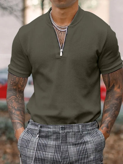 Men's Full Size Baseball Collar Solid Polo Plus Size - Premium Men's Shirts from Trendsi - Just $34.86! Shop now at Handbags Specialist Headquarter