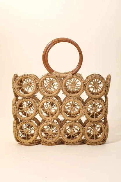 Fame Intricate Braided Wheels Handbag - Premium Tote Bag from Trendsi - Just $45.99! Shop now at Handbags Specialist Headquarter