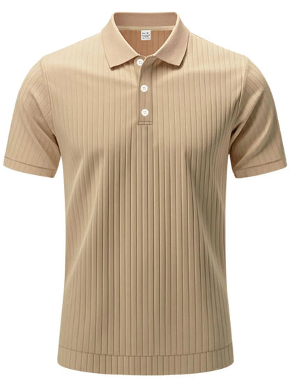 Men's Full Size Ribbed Short Sleeve Polo Plus Size - Premium Men's Polo shirt from Trendsi - Just $30.99! Shop now at Handbags Specialist Headquarter