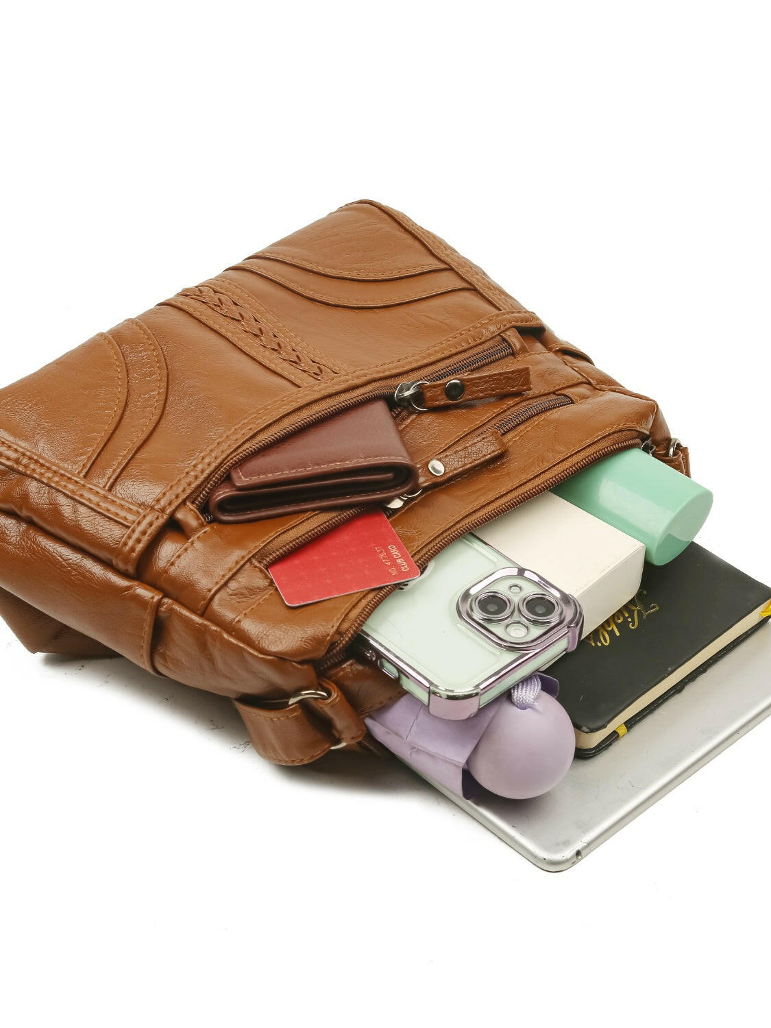 PU Leather Adjustable Strap Shoulder Bag.