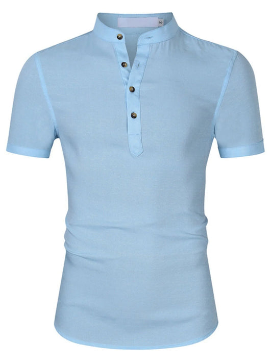 Men's Collar Neck Short Sleeve Polo Shirt - Premium Men's Polo shirt from Trendsi - Just $29.64! Shop now at Handbags Specialist Headquarter