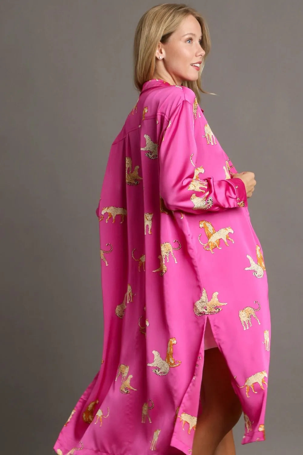 Umgee Full Size Animal Print Button Down Midi Shirt Dress Plus Size - Premium Dresses from Trendsi - Just $37.99! Shop now at Handbags Specialist Headquarter