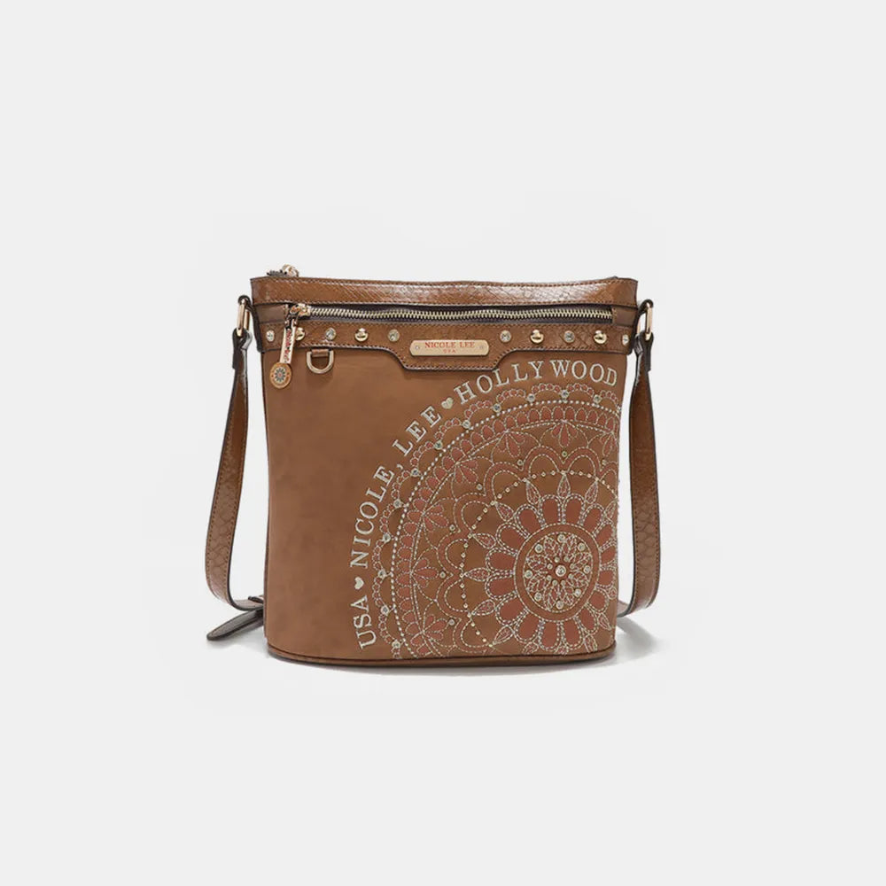 Nicole Lee USA Metallic Stitching Embroidery Inlaid Rhinestone Crossbody Bag - Premium Wallet from Trendsi - Just $58.99! Shop now at Handbags Specialist Headquarter