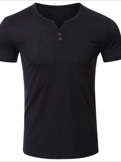 Men's Henley Short Sleeve Polo Top - Premium Men's Polo shirt from Trendsi - Just $30.14! Shop now at Handbags Specialist Headquarter
