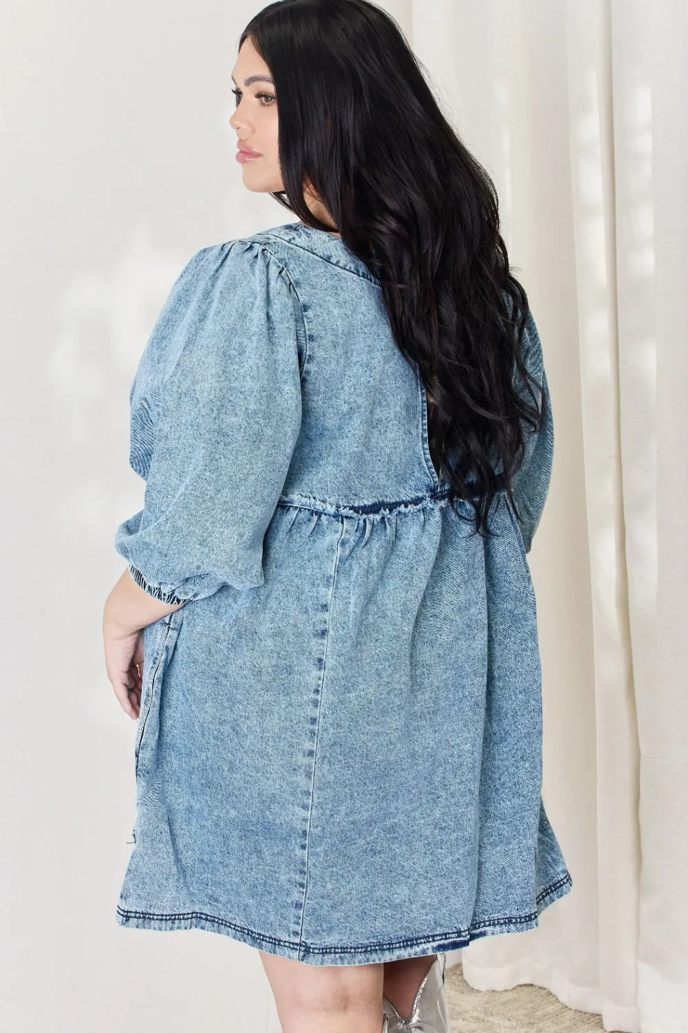 HEYSON Full Size Oversized Denim Babydoll Dress - Premium Dresses from Trendsi - Just $58.99! Shop now at Handbags Specialist Headquarter