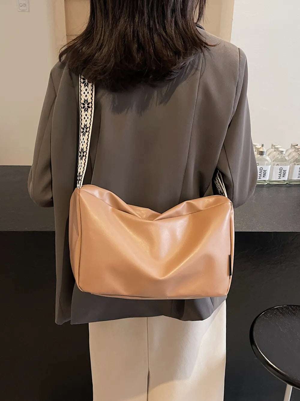 PU Leather Adjustable Strap Crossbody Bag - Premium Crossbody Bag from Trendsi - Just $26.99! Shop now at Handbags Specialist Headquarter