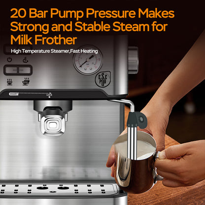 BrewMaster Pro: 20-Bar Espresso & Milk Frother