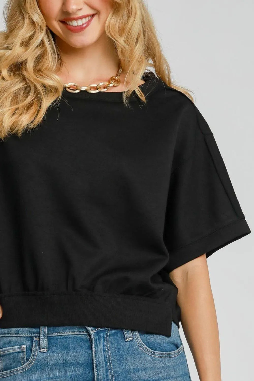 Umgee Full Size Lightweight Cropped Sweatshirt Plus Size - Premium Dresses from Trendsi - Just $44.99! Shop now at Handbags Specialist Headquarter