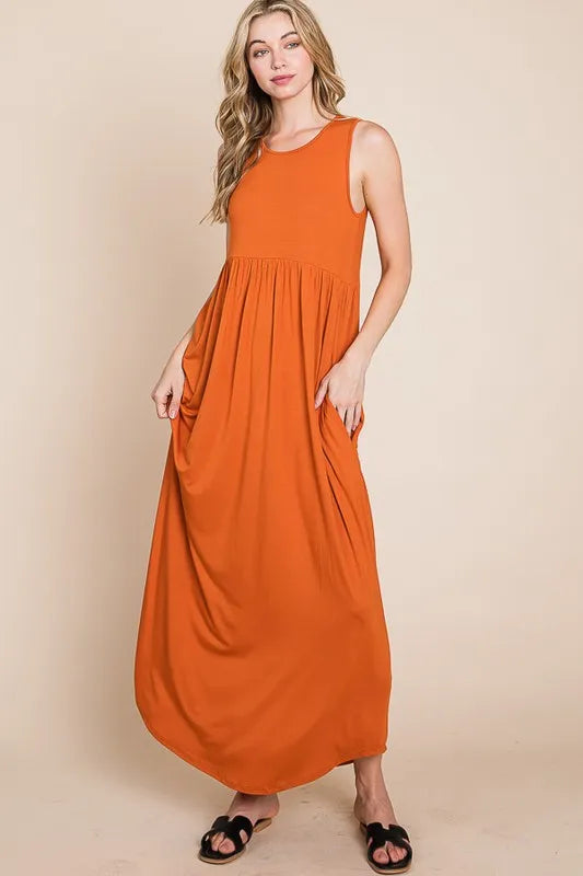 BOMBOM Sleeveless Maxi Dress with Pockets - Premium Maxi Dress from Trendsi - Just $21.99! Shop now at Handbags Specialist Headquarter