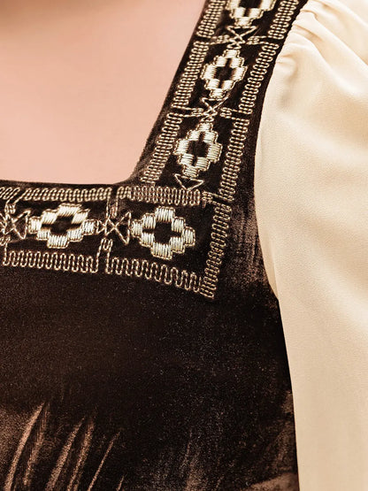 Plus Size Embroidered Square Neck Dress - Premium Dresses from Trendsi - Just $57.99! Shop now at Handbags Specialist Headquarter