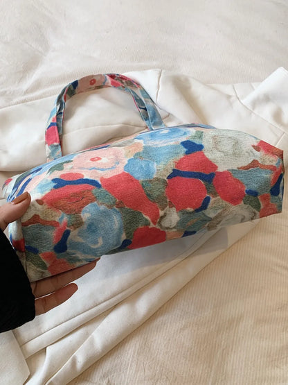 Printed Canvas Handbag with Zipper - Premium Handbags from Trendsi - Just $21.99! Shop now at Handbags Specialist Headquarter