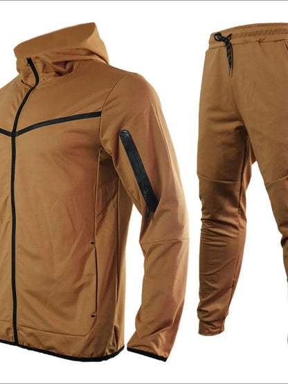 Men's Full Size Zip Up Top and Pants Set Plus Size.