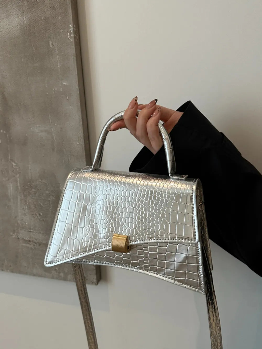 Solid Color PU Leather Handbag - Premium handbags from Trendsi - Just $21.99! Shop now at Handbags Specialist Headquarter