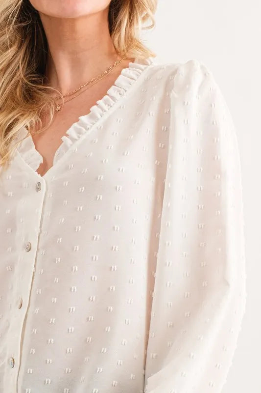And The Why Polka Dot Ruffle Detailed Blouse Top - Premium Women / Tops from Trendsi - Just $38.88! Shop now at Handbags Specialist Headquarter