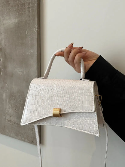 Solid Color PU Leather Handbag - Premium handbags from Trendsi - Just $21.99! Shop now at Handbags Specialist Headquarter