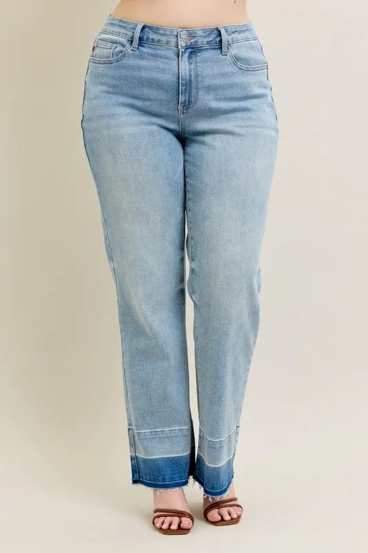 Judy Blue Full Size Mr Release Hem Wide Leg Jeans Plus Size - Premium Women / Jeans & Denim from Trendsi - Just $67.99! Shop now at Handbags Specialist Headquarter