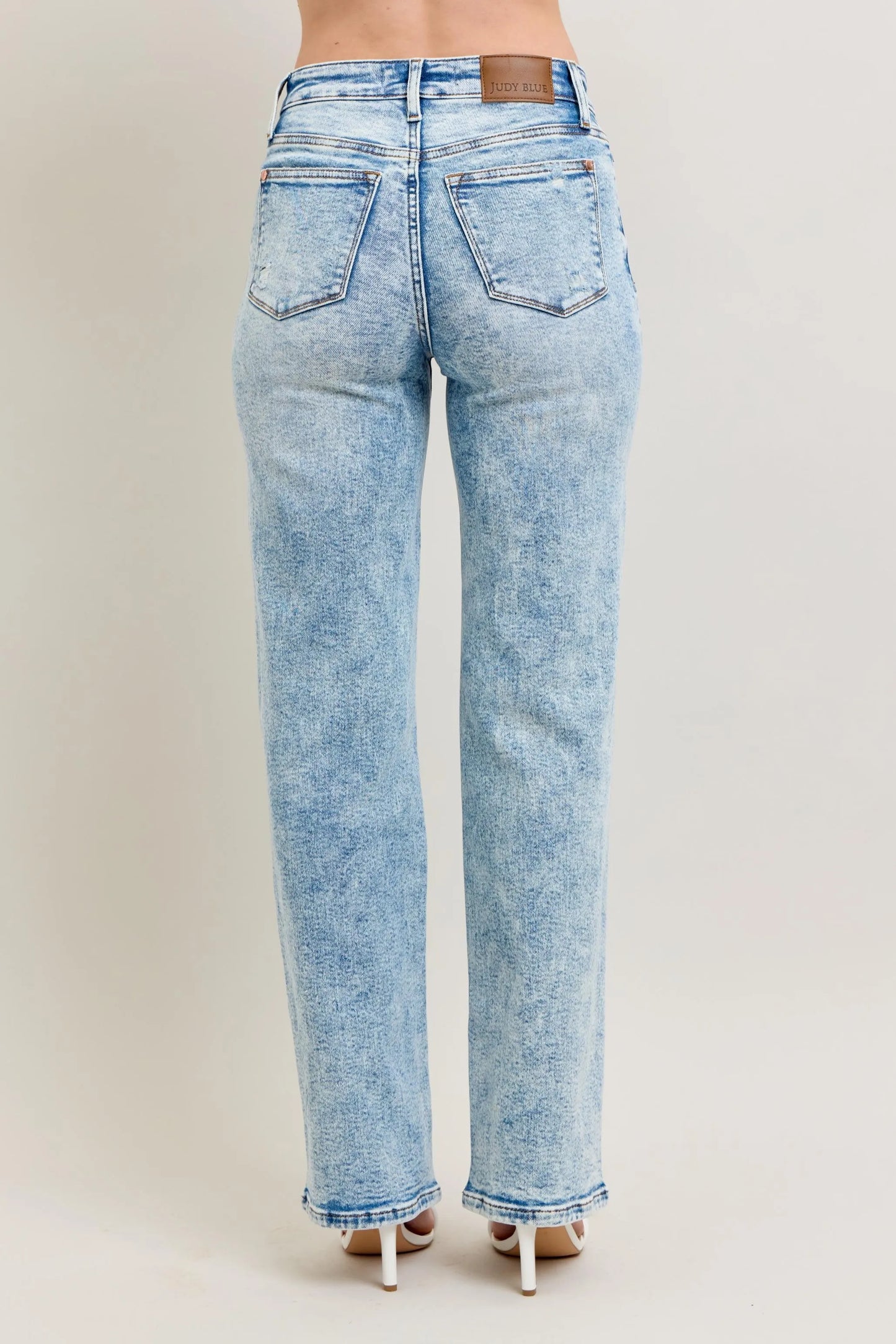 Judy Blue Full Size Hw Mineral Wash Destroy 90's Straight Jeans Plus Size - Premium Women / Jeans & Denim from Trendsi - Just $69.99! Shop now at Handbags Specialist Headquarter