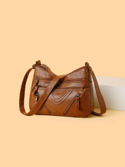 PU Multi-Compartment Crossbody Bag.