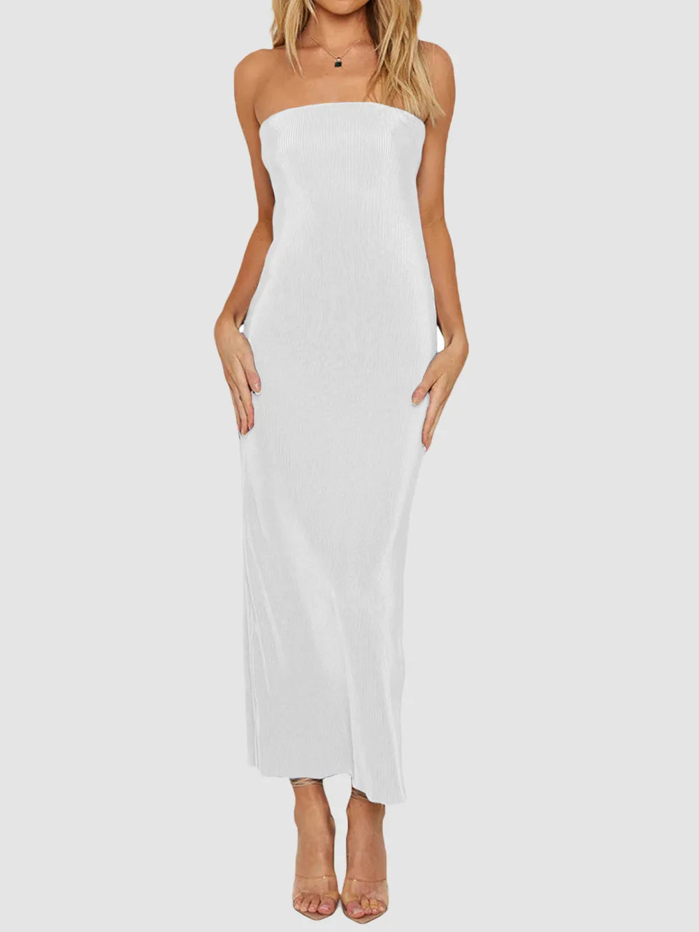 Lace-Up Back Tube Maxi Dress - Premium Maxi Dress from Trendsi - Just $29.99! Shop now at Handbags Specialist Headquarter