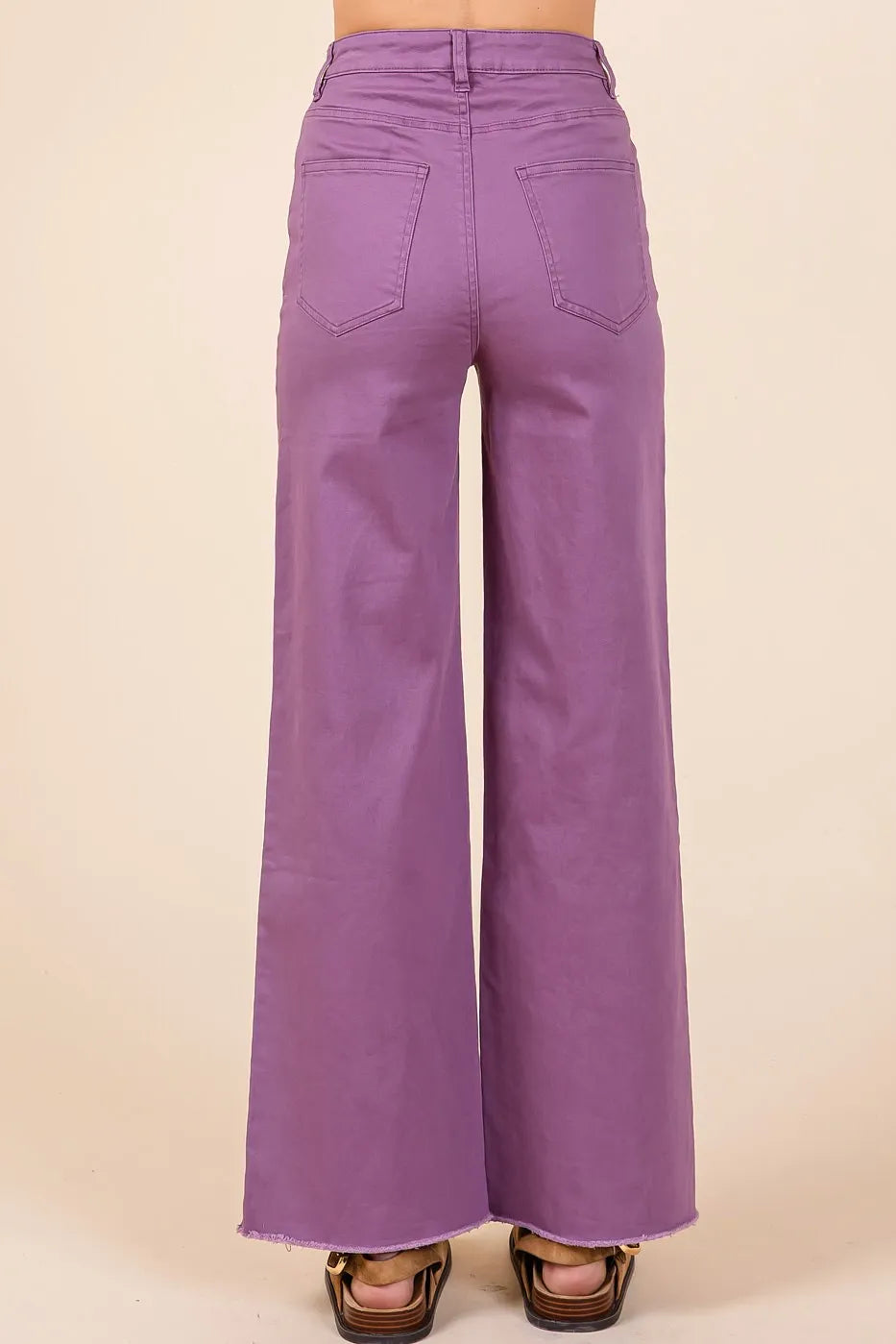 Mittoshop Twill High Waisted Button Fly Wide Leg Pants - Premium Women Pants from Trendsi - Just $56.99! Shop now at Handbags Specialist Headquarter