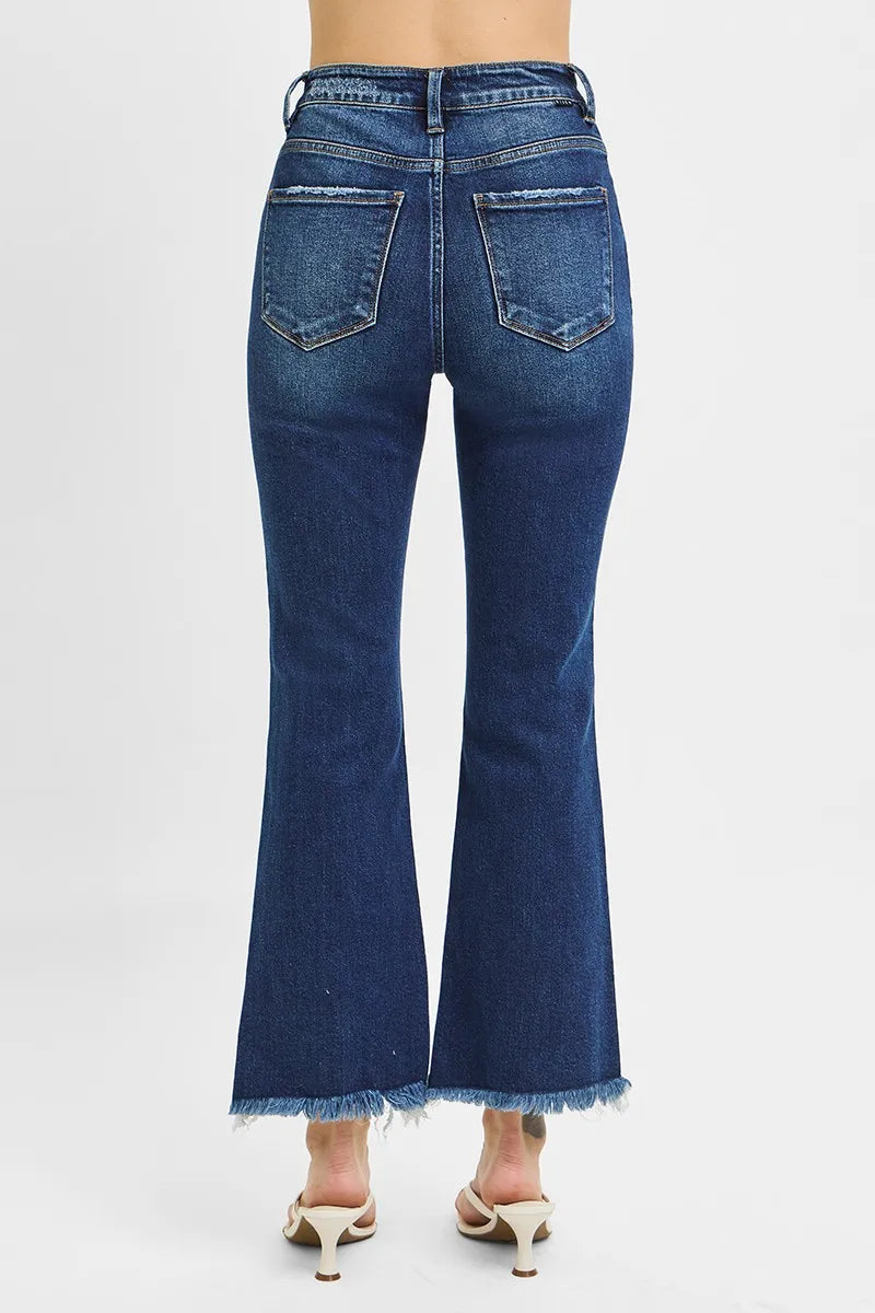 RISEN Full Size High Rise Crop Bootcut Fray Hem Jeans Plus Size - Premium Women / Jeans & Denim from Trendsi - Just $57.99! Shop now at Handbags Specialist Headquarter