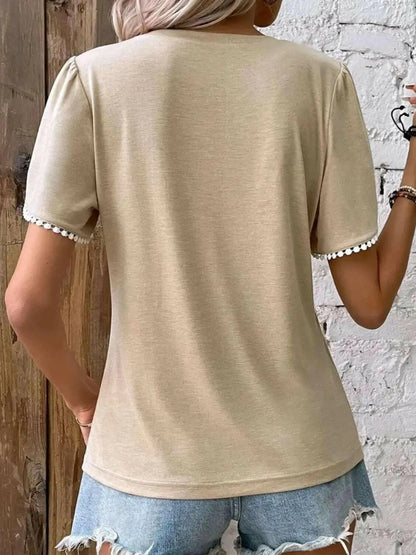 Full Size Round Neck Petal Sleeve Blouse Plus Size.