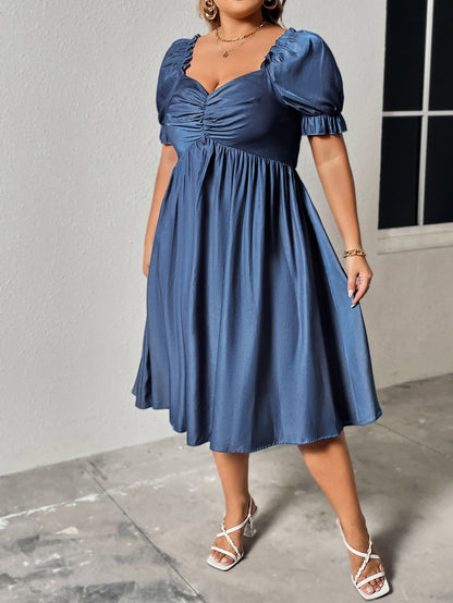 Honey Plus Size Ruched Sweetheart Neck Dress - Premium Dresses from Trendsi - Just $42.99! Shop now at Handbags Specialist Headquarter