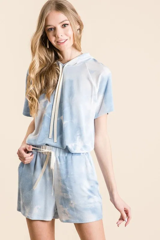BiBi Tie Dye French Terry Hoodie Top and Bottom Set - Premium  from Trendsi - Just $19.99! Shop now at Handbags Specialist Headquarter