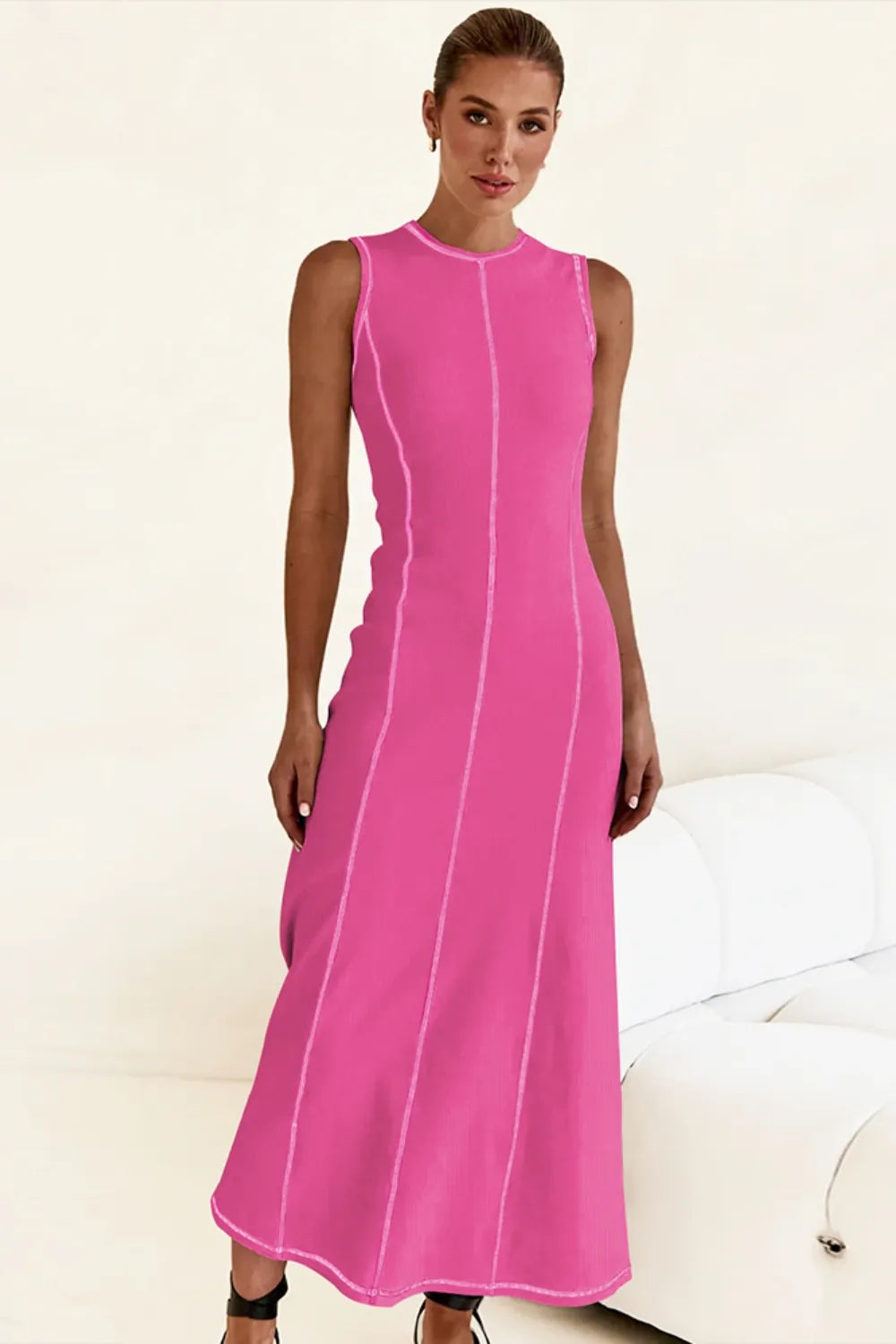 Contrast Stitching Maxi Tank Dress - Premium Maxi Dress from Trendsi - Just $32.99! Shop now at Handbags Specialist Headquarter