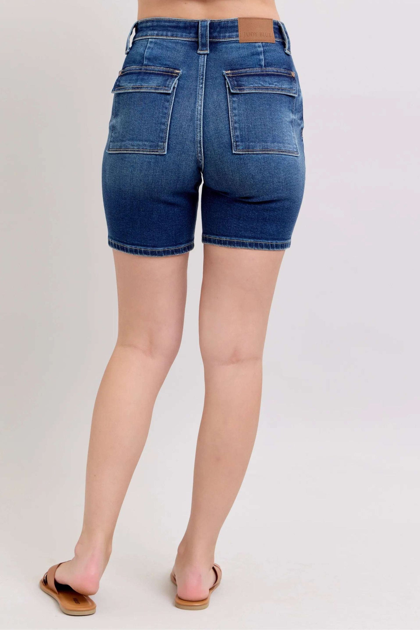 Judy Blue Full Size High Waist Bermudas Jeans W/ Back Flap Pockets Plus Size - Premium Women / Jeans & Denim from Trendsi - Just $50.99! Shop now at Handbags Specialist Headquarter