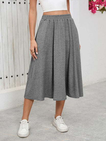 Elastic Waist Skirt With Pockets - Premium Skirts from Trendsi - Just $23.99! Shop now at Handbags Specialist Headquarter