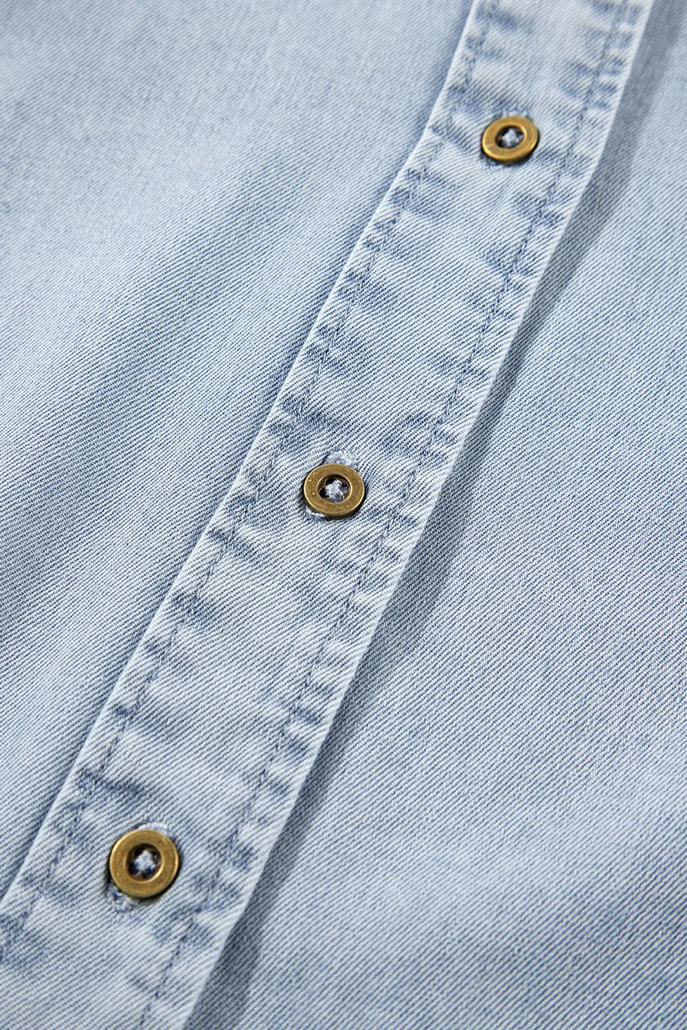 Ruffle Short Puff Sleeve Button Down Denim Shirt - Premium Women / Jeans & Denim from Trendsi - Just $47.50! Shop now at Handbags Specialist Headquarter