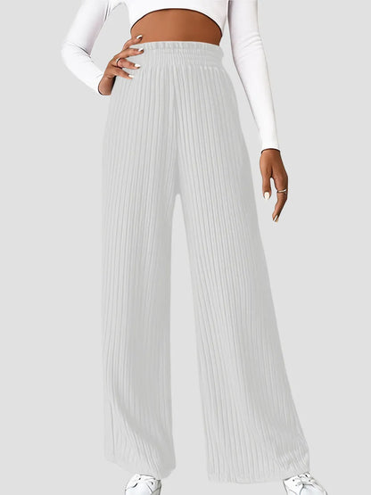 Ribbed High Waist Pants - Premium Women Pants from Trendsi - Just $29.99! Shop now at Handbags Specialist Headquarter