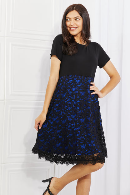 Yelete Full Size Contrasting Lace Midi Dress - Premium Dresses from Trendsi - Just $27.99! Shop now at Handbags Specialist Headquarter