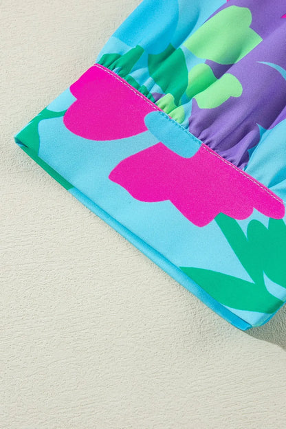 Plus Size Peplum Printed Notched Blouse - Premium Plus Size Shirts from Trendsi - Just $28.66! Shop now at Handbags Specialist Headquarter