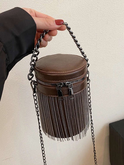 Fringe PU Leather Bucket Bag - Premium Crossbody Bag from Trendsi - Just $41.99! Shop now at Handbags Specialist Headquarter