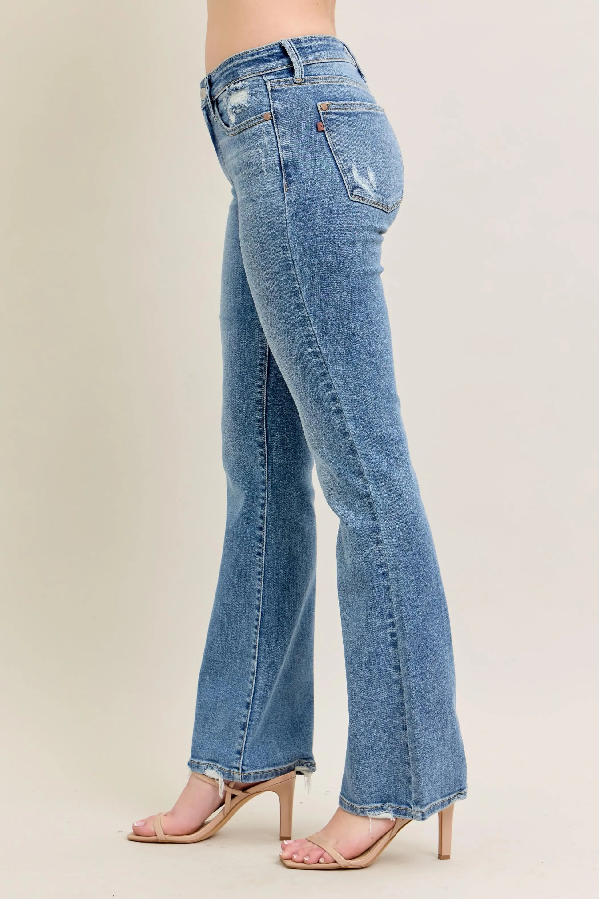 Judy Blue Full Size Mid Rise Wash Destroy Hem Bootcut Jeans Plus Size - Premium Women / Jeans & Denim from Trendsi - Just $66.99! Shop now at Handbags Specialist Headquarter