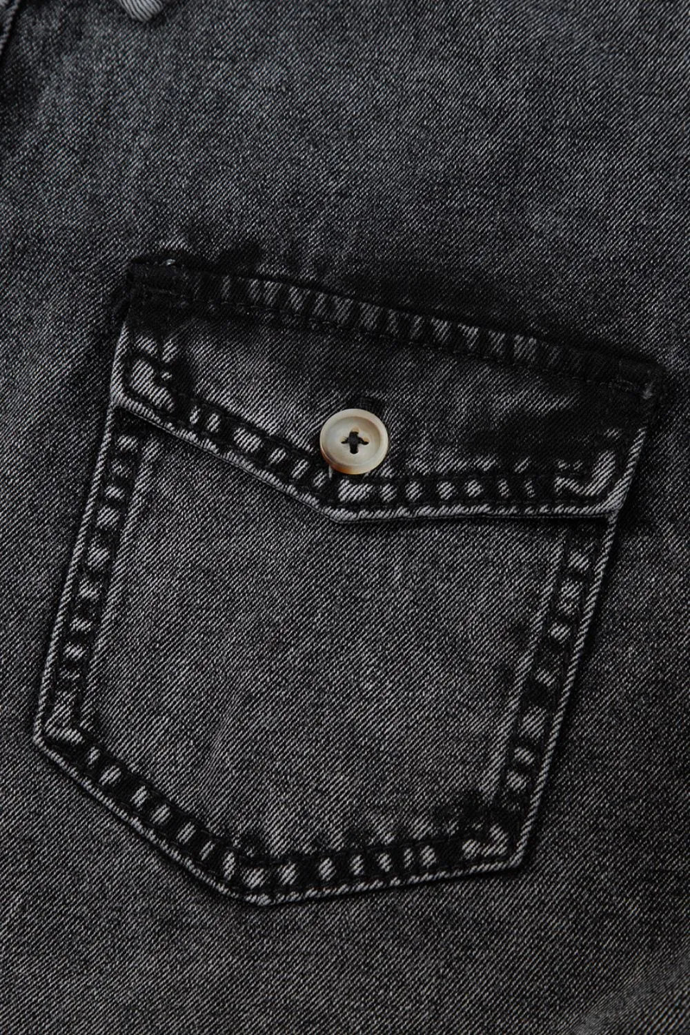 Short Sleeve Flap Pocket Button Up Raw Hem Denim Shirt - Premium Women / Jeans & Denim from Trendsi - Just $47.70! Shop now at Handbags Specialist Headquarter