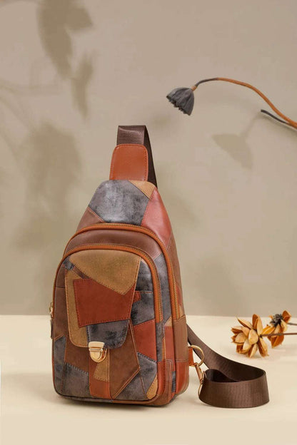 PU Leather Color Block Crossbody Bag - Premium Crossbody Bag from Trendsi - Just $29.99! Shop now at Handbags Specialist Headquarter