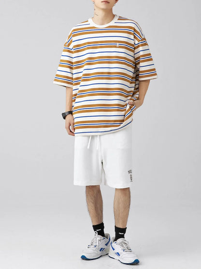 Men's Plus Size Basic style Round Neck Striped T-Shirt - Premium Men's T-Shirt from Trendsi - Just $33.99! Shop now at Handbags Specialist Headquarter