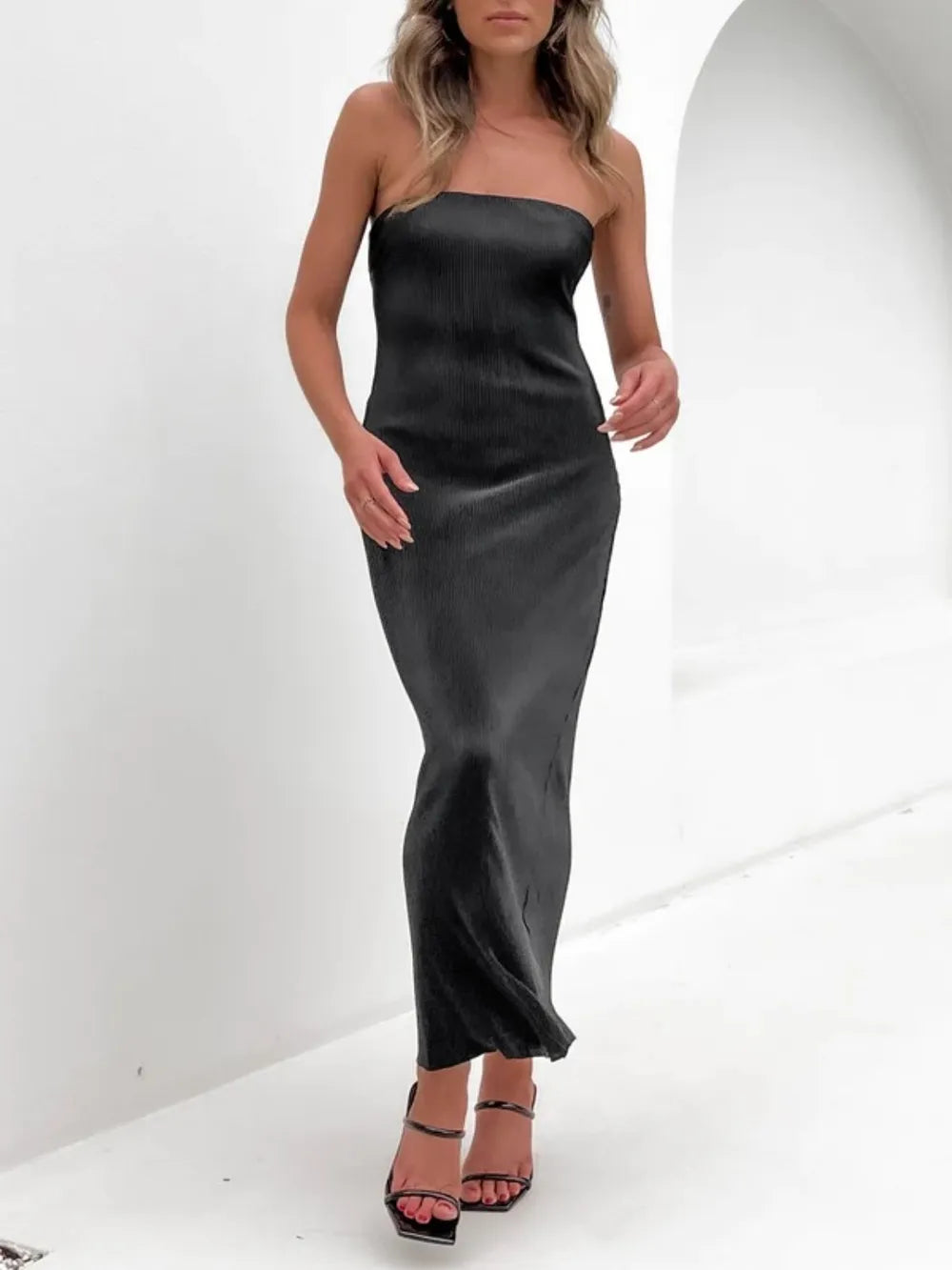 Lace-Up Back Tube Maxi Dress - Premium Maxi Dress from Trendsi - Just $29.99! Shop now at Handbags Specialist Headquarter