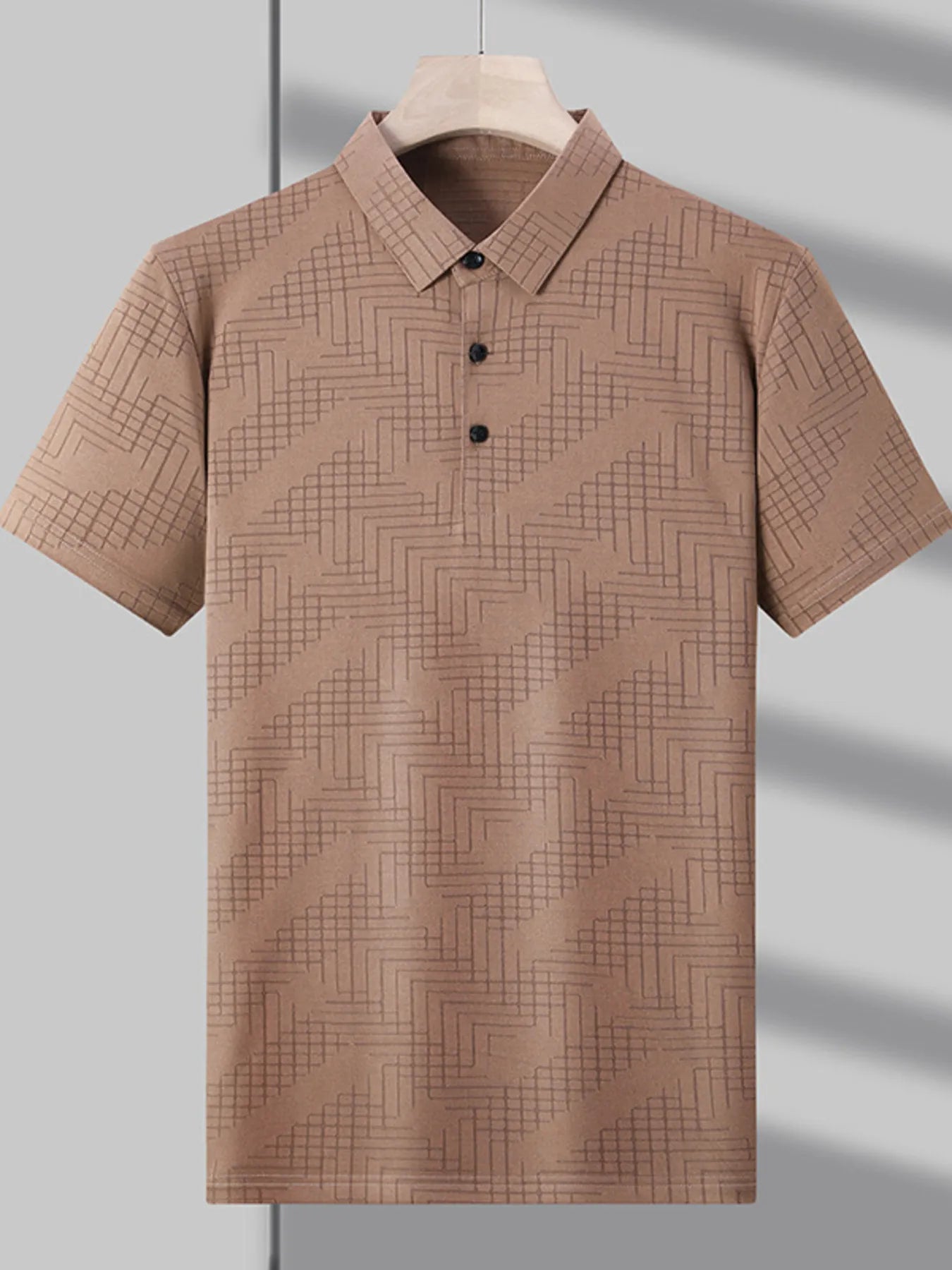 Men's Plus Size Textured Short Sleeve Polo Shirt - Premium Men's Polo shirt from Trendsi - Just $43.99! Shop now at Handbags Specialist Headquarter
