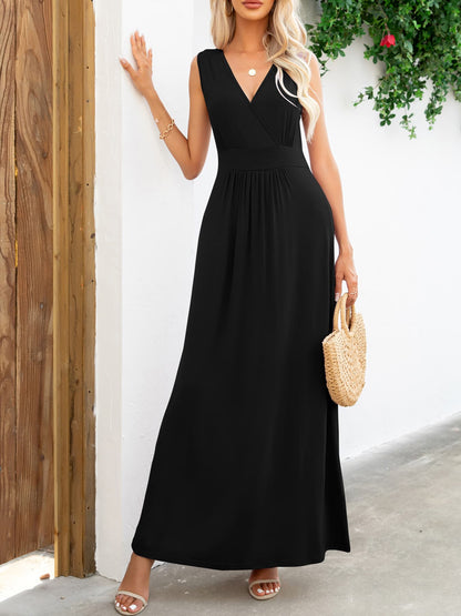 Surplice Neck Sleeveless Maxi Dress - Premium Maxi Dress from Trendsi - Just $38.99! Shop now at Handbags Specialist Headquarter